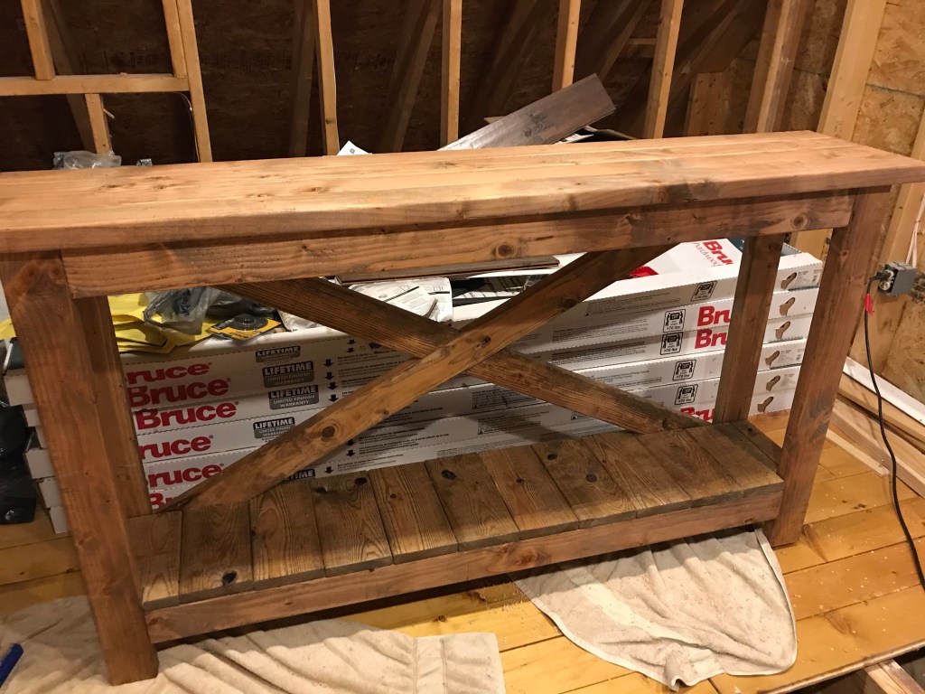 Custom diy console table 
Minwax special walnut stain