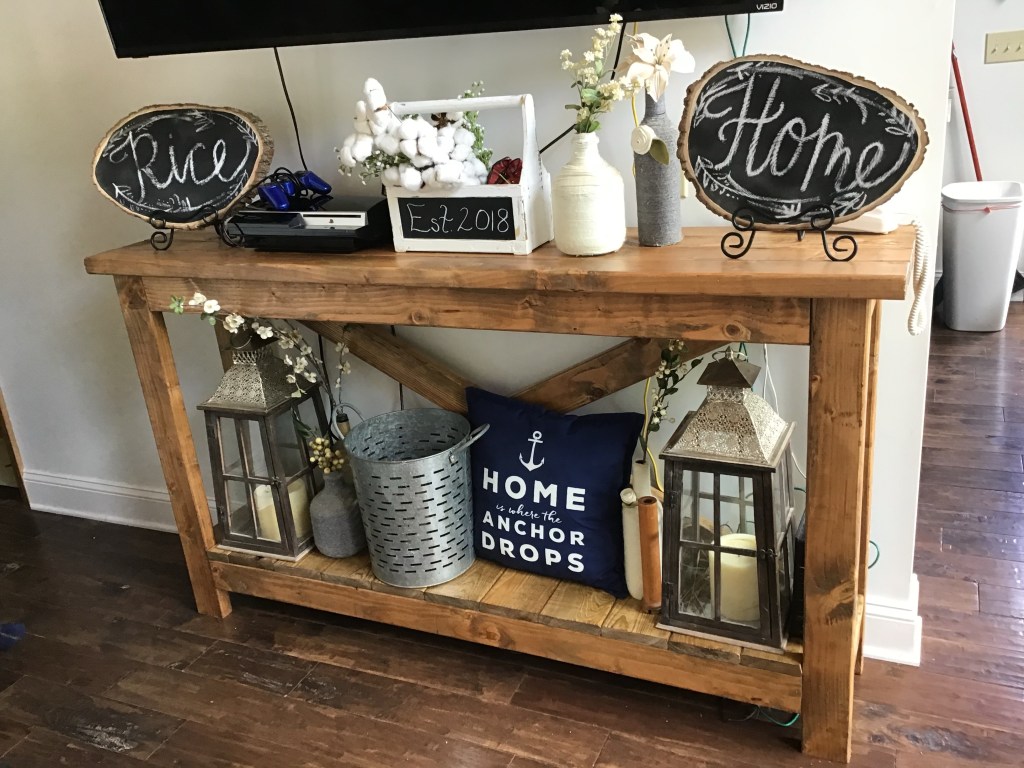 Custom diy console table 
minwax special walnut stain